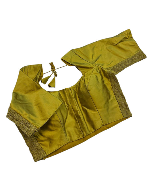 Olive Green - HYBRID Silky Saree blouse - With Elastic on both side for Great fit - Size 36",38", 40" S M L - VAM1216 Ap - Prachy Creations