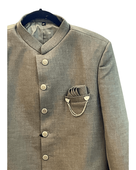 Olive Green - PREMIUM Slim Fit Mens Jute BandhGala / Prince / Chinese Collar Jacket - Fantastic Fit - Prachy Creations