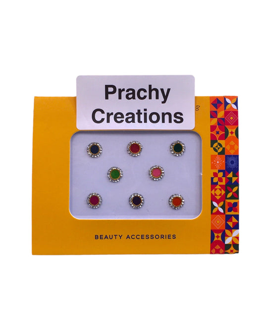 Pack of 8 Round Mixed Colours Bindis in Medium Size- 24 hrs dispatch from UK ST2408 24ap04 - Prachy Creations