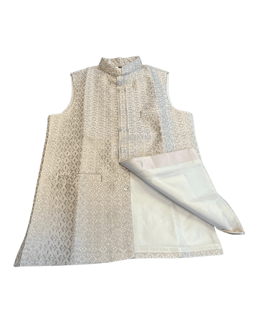 Pastel Baby Pink - All Over Embroidered - Mens Indian Waistcoat - UK Stock - 24 hr Dispatch - KCS4835 06KA26 - Prachy Creations