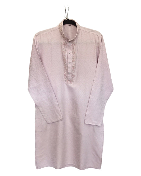 Pastel Lilac - Rich Crepe Brocade Mens Indian Kurta set - Weddings / Walimas , Sangeet, Eid, Mehndi / Henna - KCS1053 06VT24 - Prachy Creations