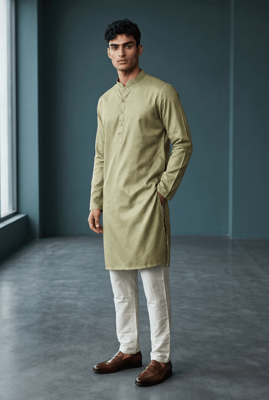 Pastel Mint Green - Brocade - Mens Indian Kurta set with Trousers - UK Stock - Weddings / Walimas , Sangeet, Diwali, Eid, Mehndi / Henna - VEE3005 KA - Prachy Creations