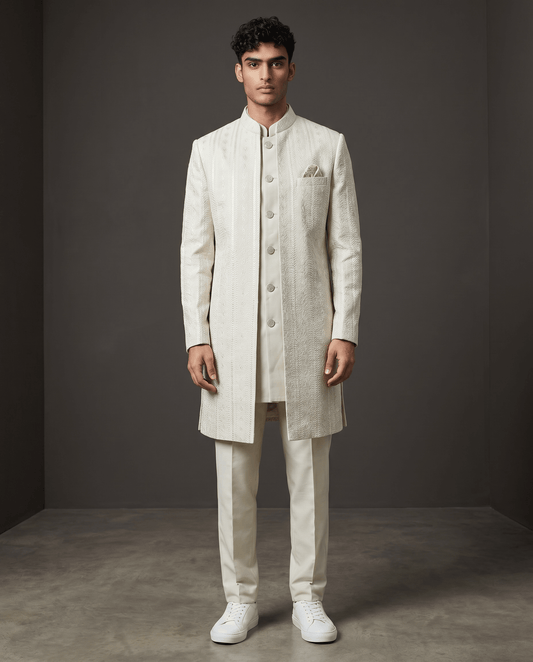 Pastel Pista Green - Mens Double Layered Sherwani / Indo-Western - Fantastic Value - KCS6625 06TT26 - Prachy Creations