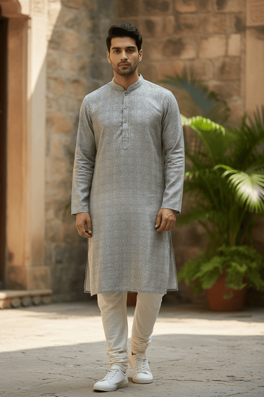 Pastel Sea Green - Rich Self Jacquard Mens Indian Kurta set - UK Stock - Weddings / Walimas , Sangeet, Diwali, Eid, Mehndi / Henna - NAD25708 VR - Prachy Creations