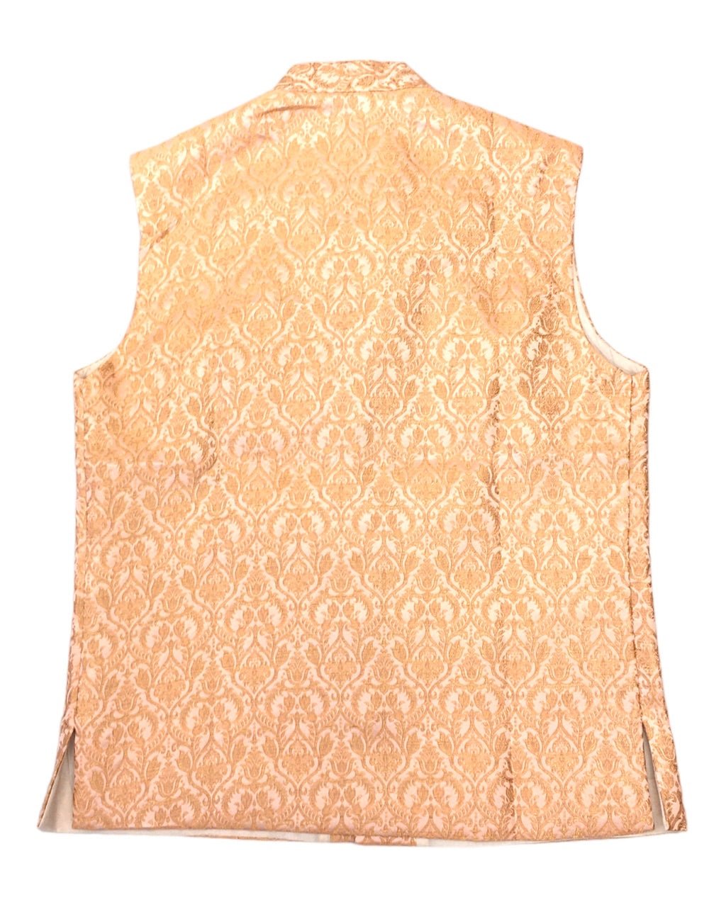 Peach - Banarasi Handloom Brocade Mens Waistcoat - KCS2304 KK 0923 - Prachy Creations