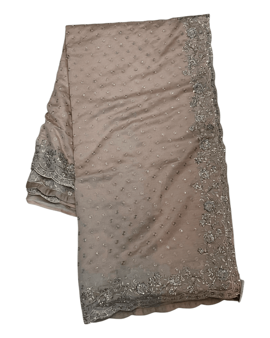 Peach - Designer Crepe Saree with Thread / Stone Work and Blouse Piece - UK stock - 24hr Dispatch - RS2512 RJ - Prachy Creations