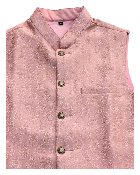 Pink - Banarasi Handloom Brocade Mens Waistcoat - UK Stock- Dispatch in 24 hrs - KCS241104 KK - Prachy Creations
