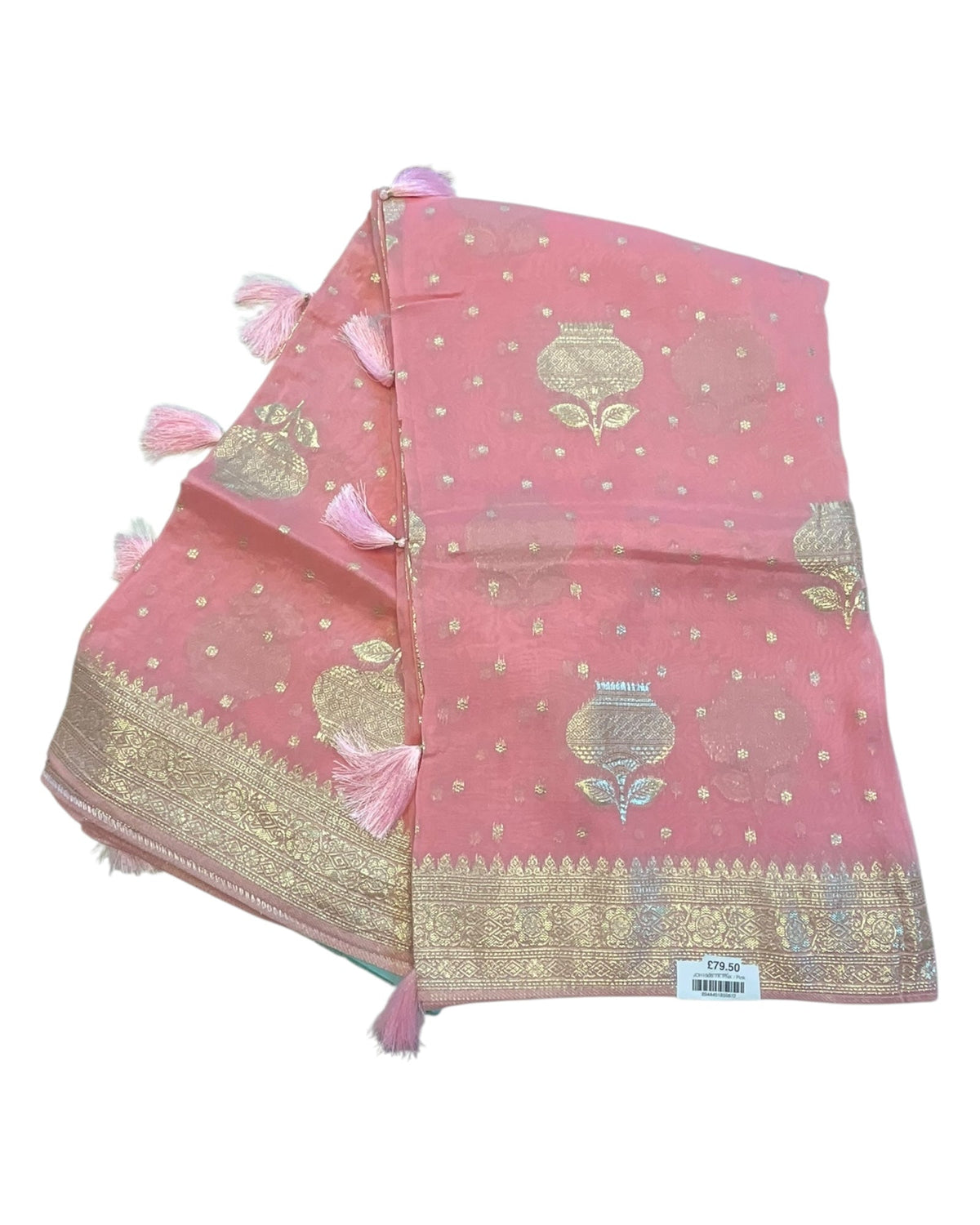 Pink - Handloom - Chiffon Banarasi Saree with Blouse Piece - JOH1606 10TK25 - Prachy Creations