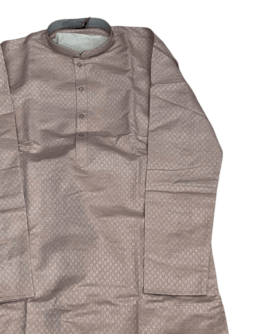 Pink - Self Woven Brocade Mens Indian Kurta set - UK Stock - Weddings / Walimas , Sangeet, Diwali, Eid, Mehndi / Henna - VEE3111 KR - Prachy Creations