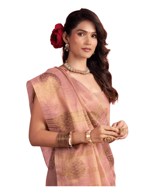 Pink - Traditional Silky Fancy Saree with Blouse Piece - UK Stock - 2/3 days Delivery 12KT25 RP477 - Prachy Creations