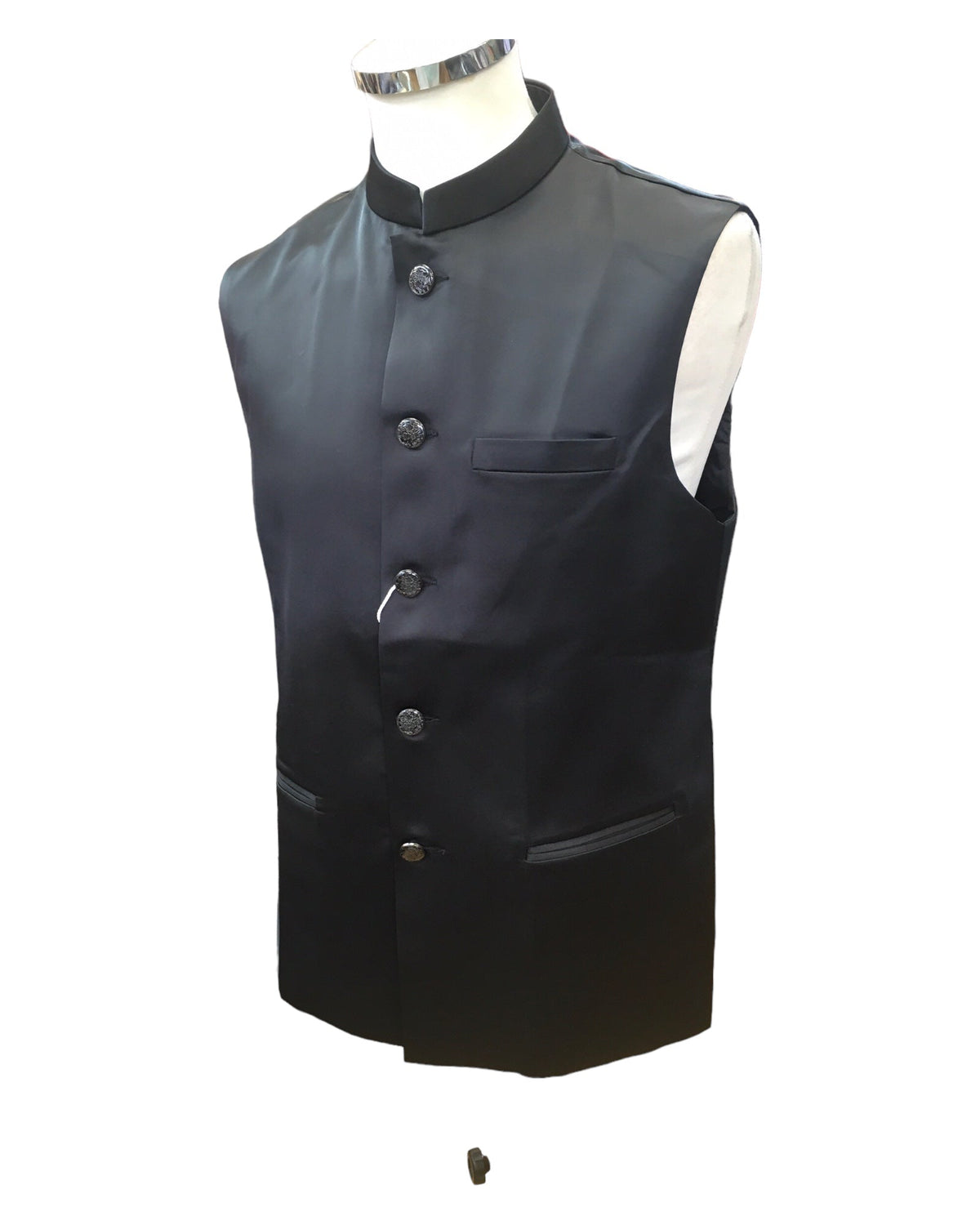 PREMIUM Slim Fit Mens Black BandhGala / Prince / Chinese Collar Open Jacket with inside Waistcoat- Fantastic Fit - CS2409 JA 0524 - Prachy Creations