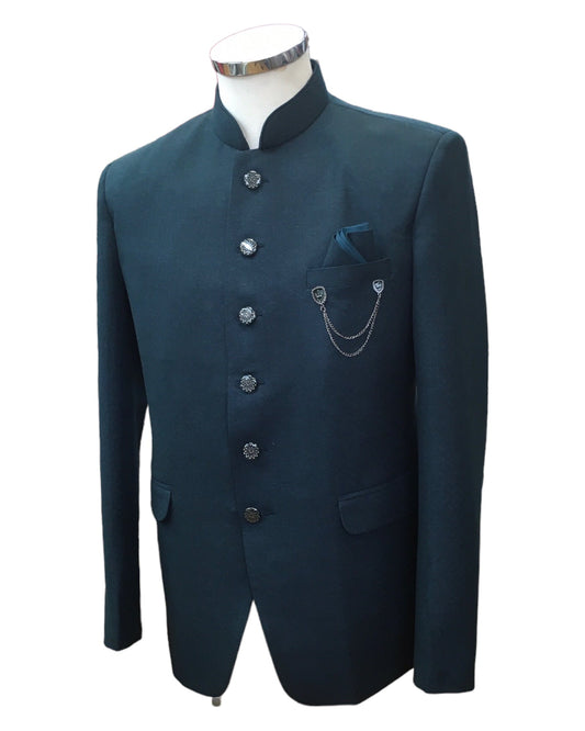 PREMIUM Slim Fit Mens Teal BandhGala / Prince / Chinese Collar Jacket - Fantastic Fit - CS2406 TC 0524 - Prachy Creations