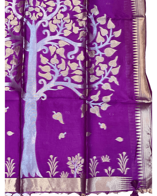 Purple - Handloom Saree with Blouse Piece - UK stock - 24hr Dispatch - RT-BT003 07KJ26 - Prachy Creations