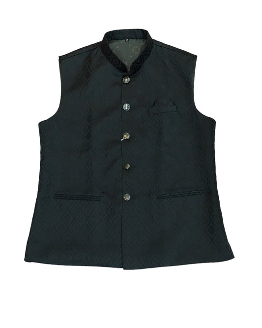 Racing / Bottle Green - Self Brocade Indian Mens Waistcoat / Bandi - Bollywood - CS2403 KT 0524 - Prachy Creations
