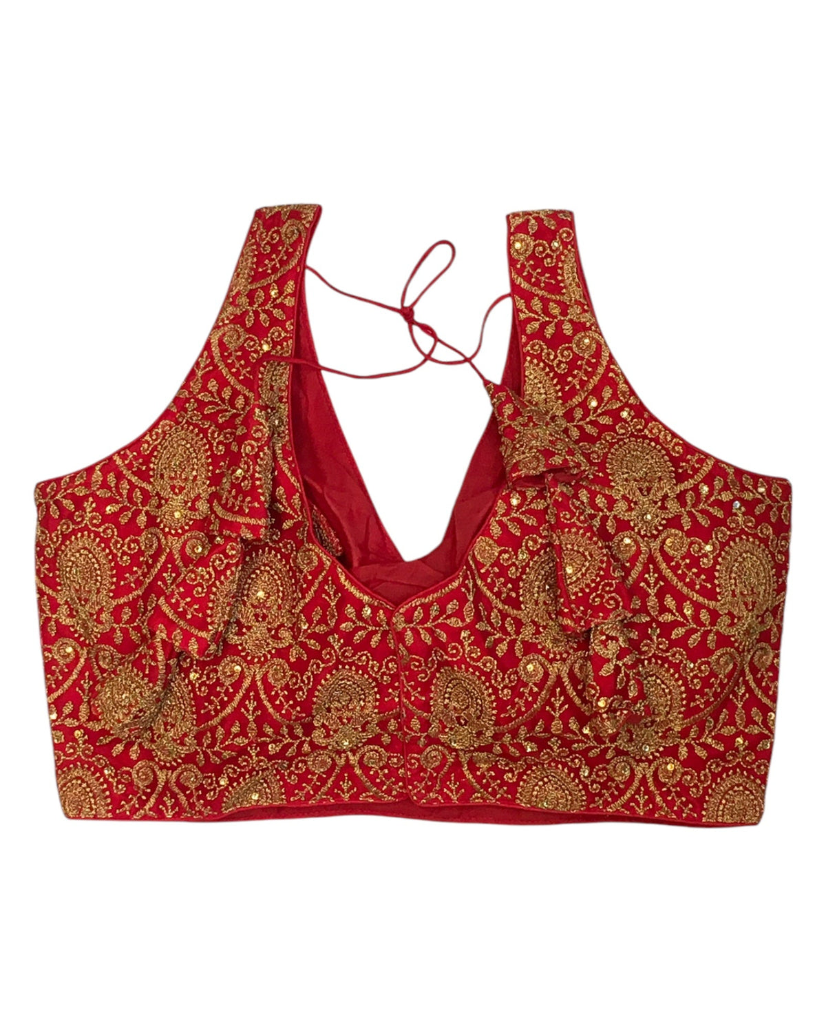 Red - Fully Embroidered Saree / Lehenga Blouse - With Cups - Margin to loosen - UK Stock - AF2505 KV 1224 - Prachy Creations