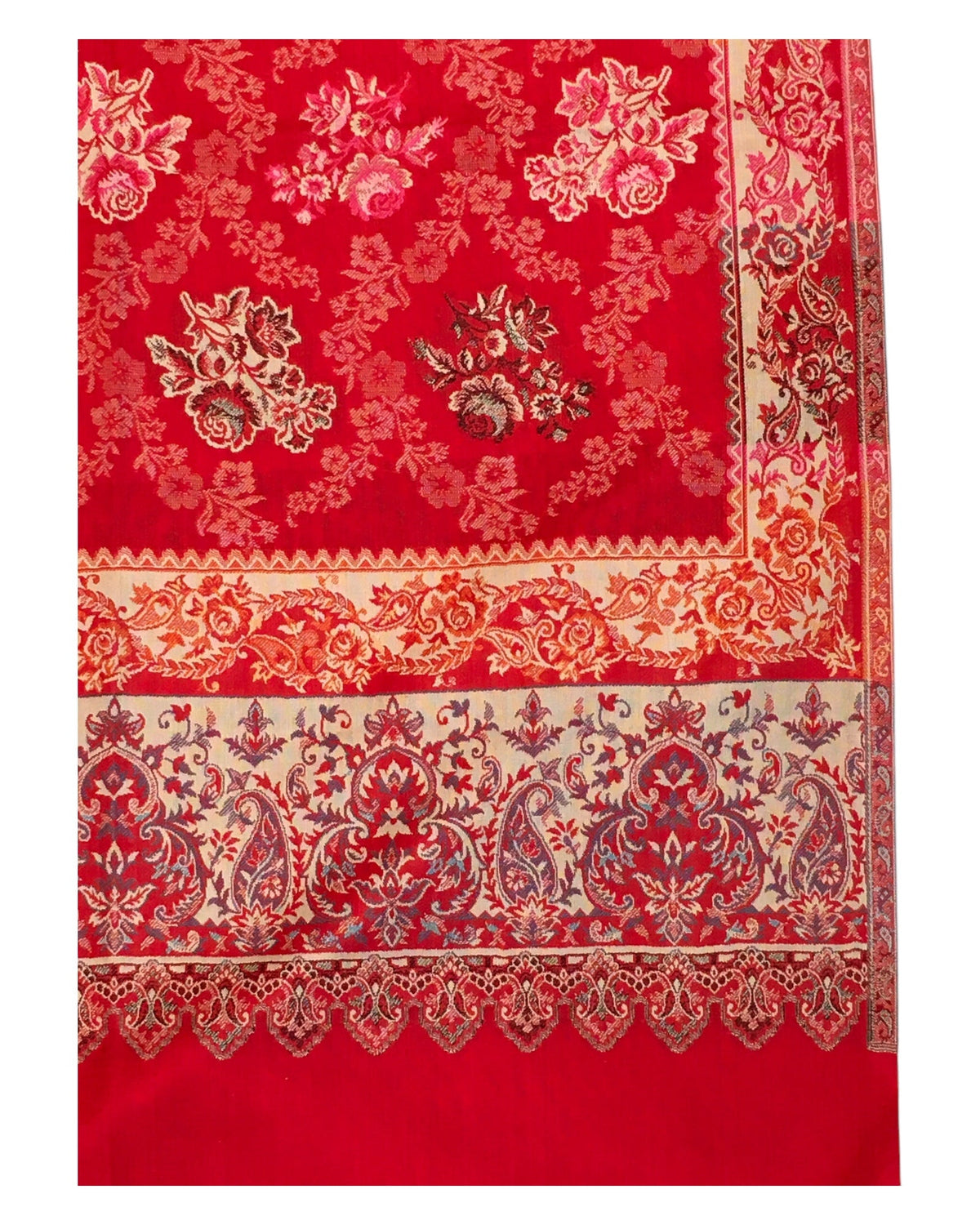 Red - Soft Art Wool Handloom Woven Shawl - (P350) 11KY24 NTC2414 RED2 - Prachy Creations