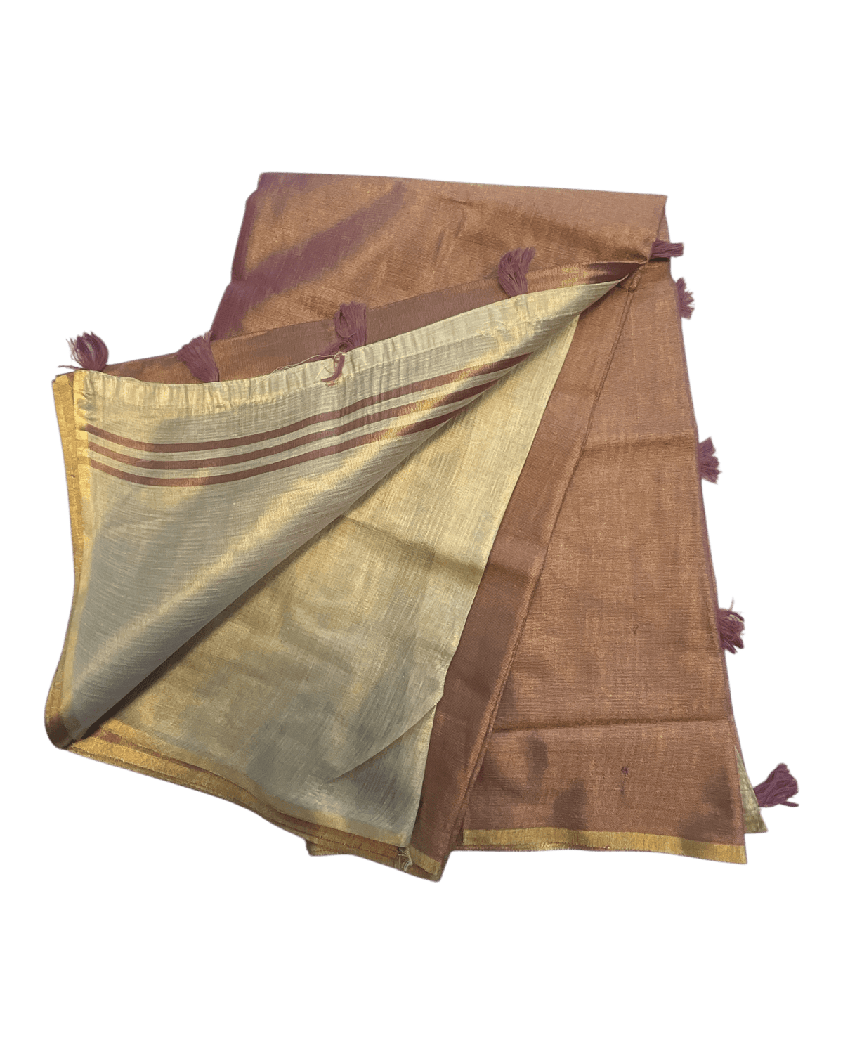 Rose Gold - Classic Plain Cotton Silky Fancy Saree with Blouse Piece - UK Stock - 2/3 days Delivery 12KV25 RP512 - Prachy Creations