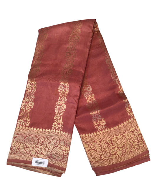 Rose Gold -Traditional Handloom Banarasi Sari / Saree - with Blouse Piece - SN2401 11VJ24 - Prachy Creations
