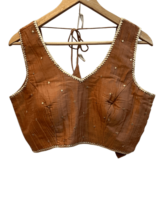Rust - Crushed Tissue Lehenga Set - Mehndi / Sangeet / Bridesmaids / Weddings / Garba - Size UK 12 (38" Bust) Adjustable to Size 14 - UK Stock - 24h Dispatch - AF2604 02VA26 - Prachy Creations