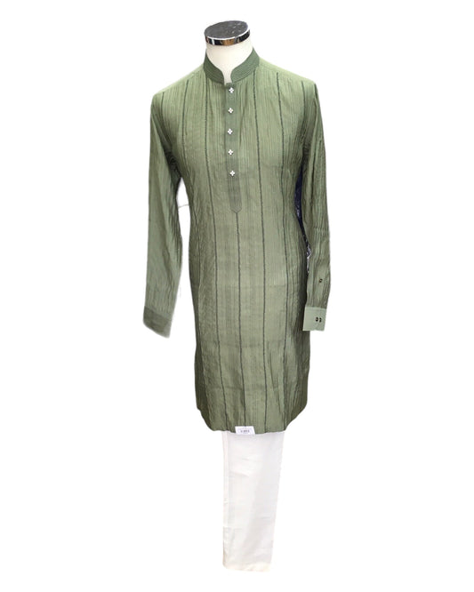 Sage Green - Designer Mens Indian Kurta Set - Weddings / Walimas , Sangeet, Eid, Mehndi / Henna - HHF2414 09KR24 - Prachy Creations
