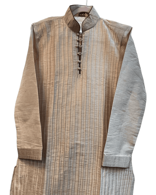 SALE! Size 34" XS - Light Brown - Mens Silky Kurta Top with Draw stringed Trousers , Full Length - SALE2603 - Prachy Creations