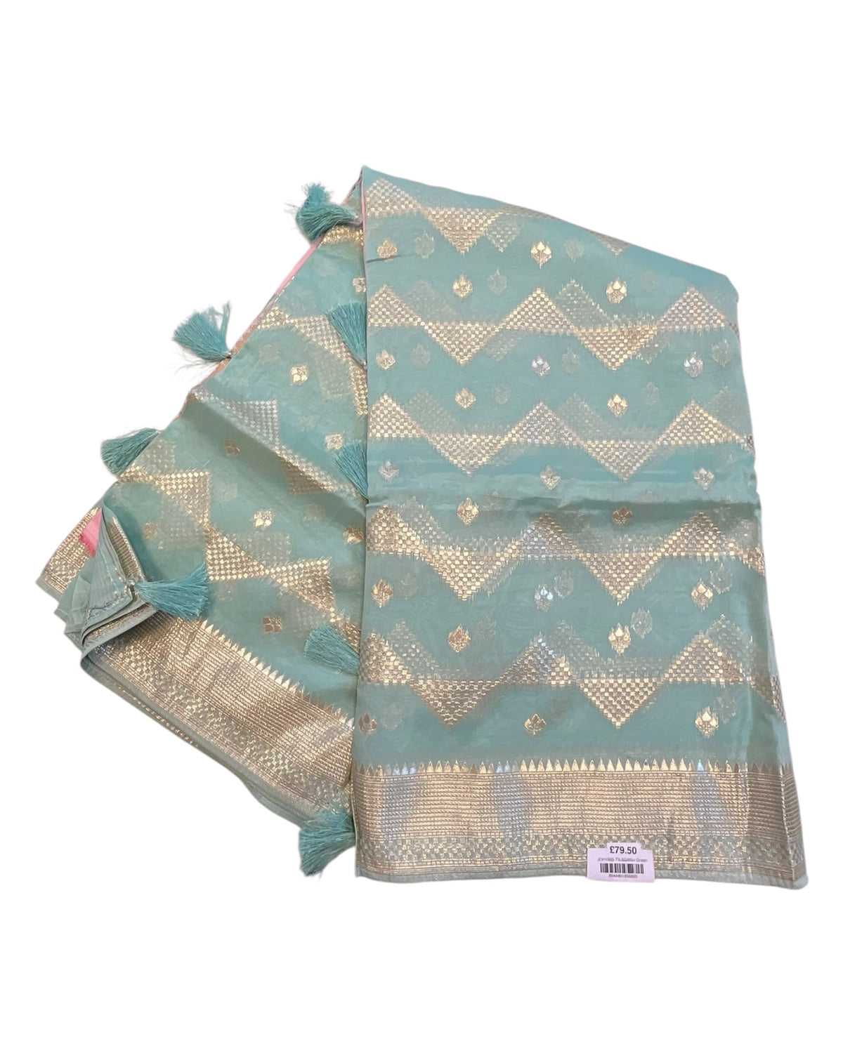 Sea Green - Handloom - Chiffon Banarasi Saree with Blouse Piece - JOH1605 10TK25 - Prachy Creations