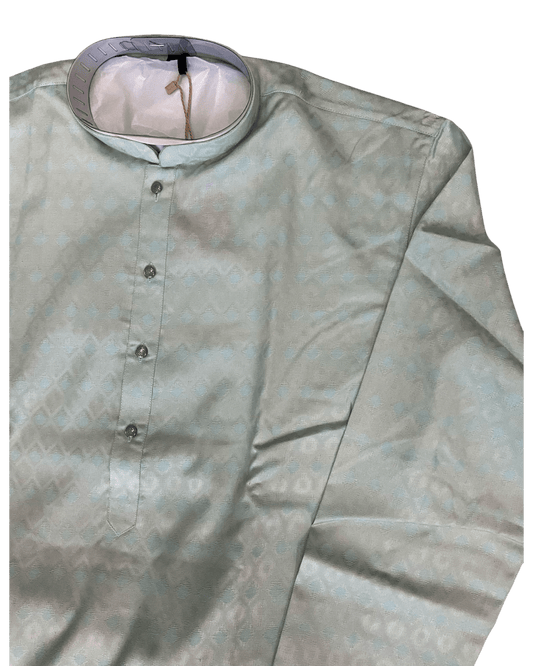 Sea Green - Self Woven Brocade Mens Indian Kurta set - UK Stock - Weddings / Walimas , Sangeet, Diwali, Eid, Mehndi / Henna - VEE3115 KC - Prachy Creations