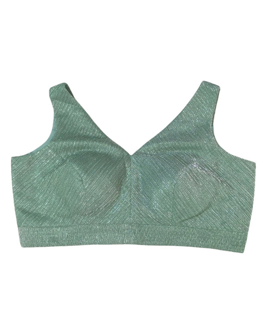 Sea Green - Well Cut Saree blouse with cups, Sleeveless - 38" - UK Stock - Quick Delivery - RNK - R957-KK - Prachy Creations