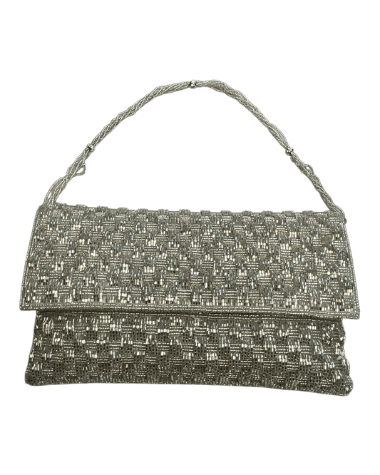 Silver - Rich Hand Embroidered Clutch Bag / Handbag -Bollywood / Weddings - TBZ02 11KJ25 - Prachy Creations