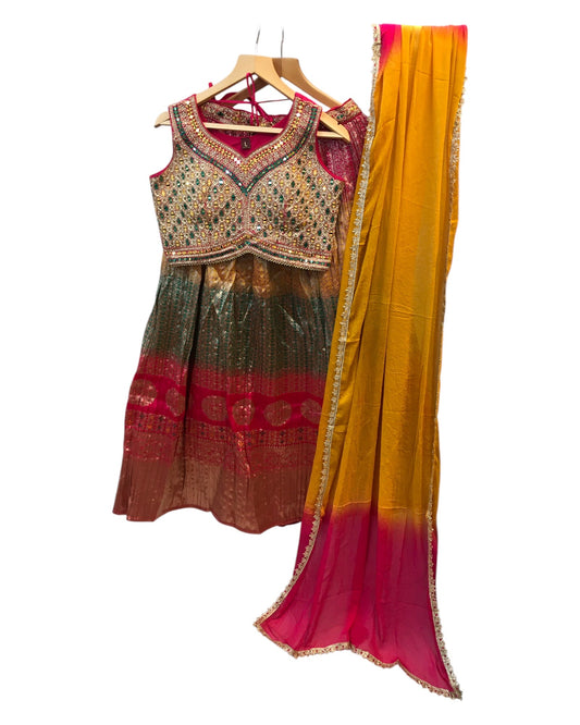 Size 10 / 36" Bust - Multi Coloured - Ready Made Lehenga Set - UK Stock - 24h Dispatch - KTC250115 TV 0125 - Prachy Creations