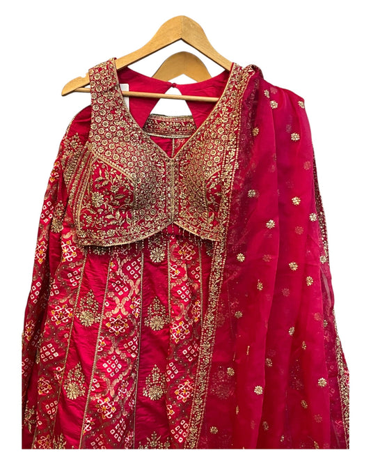 Size 12 / 38" Bust - Fuchsia Magenta Pink - Ready Made Short Top Lehenga Set - UK Stock - 24h Dispatch - SC1655 09HP25 - Prachy Creations