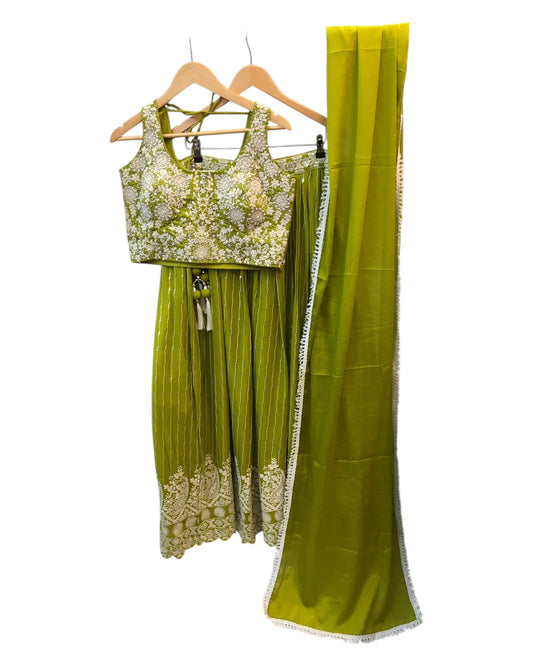 Size 12 / 38" Bust - Mehendi Green - Ready Made Lehenga Set - UK Stock - 24h Dispatch - KTC250107 TV 0125 - Prachy Creations