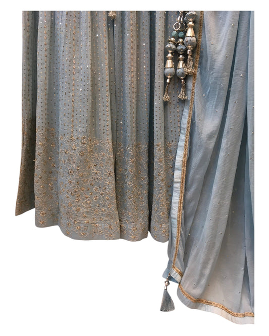 Size 12 / 38" Bust - Sky Blue - Ready Made Lehenga Set - UK Stock - 24h Dispatch - KTC241007 PK 1024 - Prachy Creations