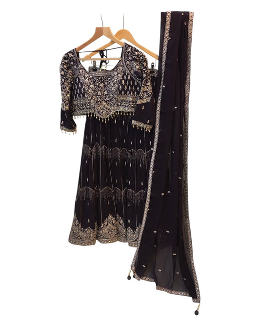 Size 12 / 38" Bust - Wine / Purple - Ready Made Lehenga Set - UK Stock - 24h Dispatch - KTC250159 TP 0125 - Prachy Creations