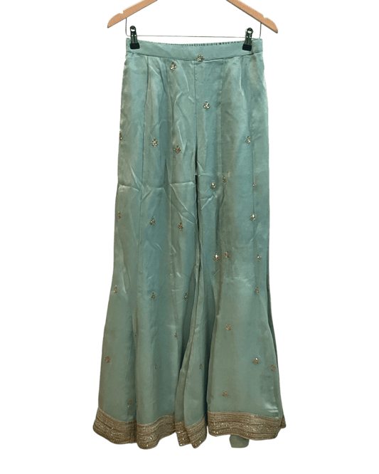 Size 12 (38") - Sea Green - Designer Ladies Mid Length Top Palazzo Trousers Suit - VMK Rachel AY - Prachy Creations