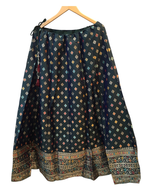 Size 14 / 40" Bust - Bottle Green - Ready Made Lehenga Set - UK Stock - 24h Dispatch - KTC250110 VT 0125 - Prachy Creations
