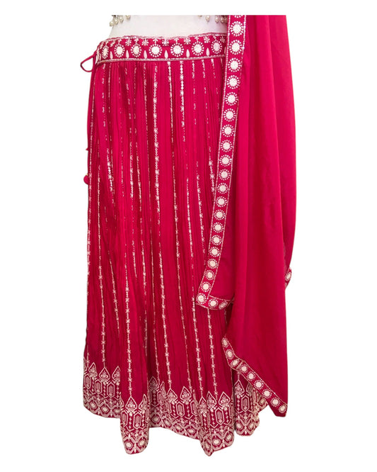 Size 14 / 40" Bust - Fuchsia Magenta - Ready Made Lehenga Set - UK Stock - 24h Dispatch - KTC24308 TY - Prachy Creations
