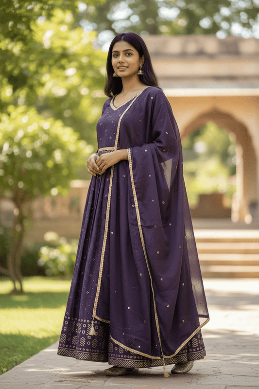 Size 14 / 40" Bust - Purple Lehenga Set - Back Fasten Blouse - UK Stock - 24h Dispatch - DCB2511 VV - Prachy Creations