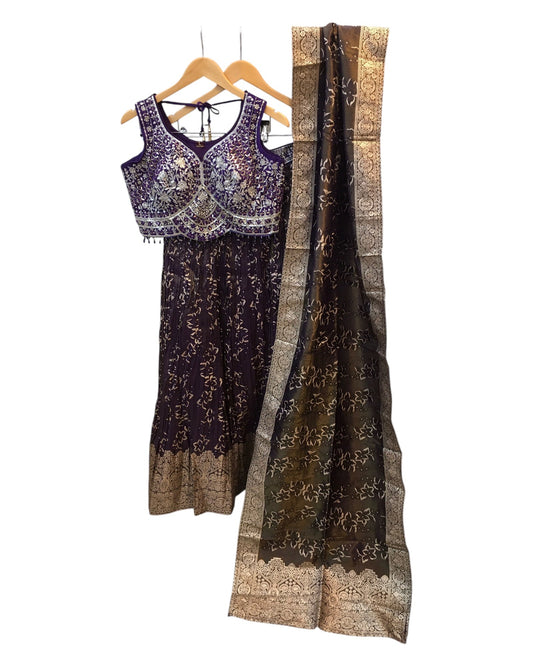 Size 14 / 40" Bust - Purple - Ready Made Lehenga Set - UK Stock - 24h Dispatch - KTC250161 JY 0125 - Prachy Creations