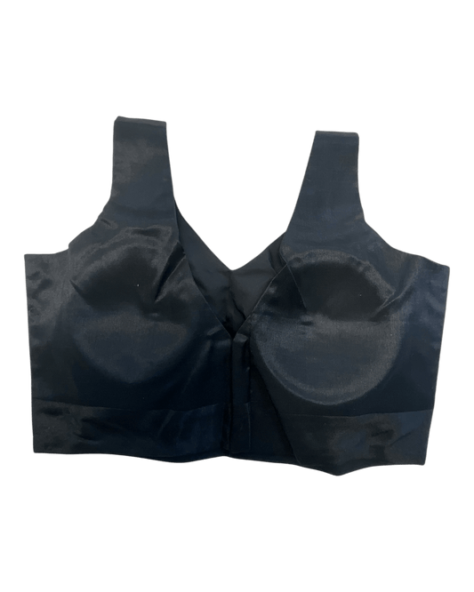 Size 38" / UK 12 - Black - Silky Saree blouse with cups, Sleeveless - UK Stock - Quick Delivery - RNK - R722A-KY - Prachy Creations