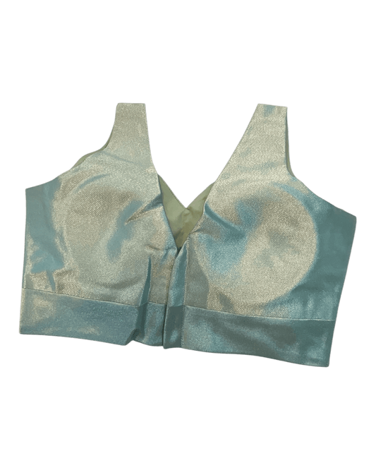Size 38" / UK 12 - Mint Green - Silky Saree blouse with cups, Sleeveless - UK Stock - Quick Delivery - RNK - R722A-KY - Prachy Creations