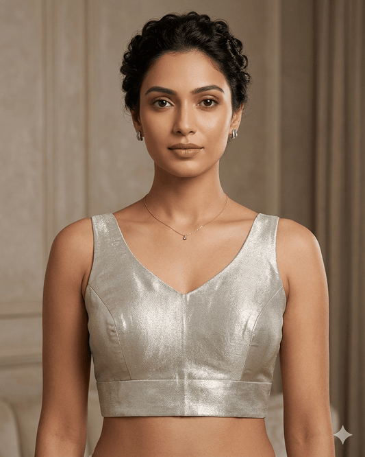 Size 40" / UK 14 - Light Gold - Silky Saree blouse with cups, Sleeveless - UK Stock - Quick Delivery - RNK - R722A-KY - Prachy Creations