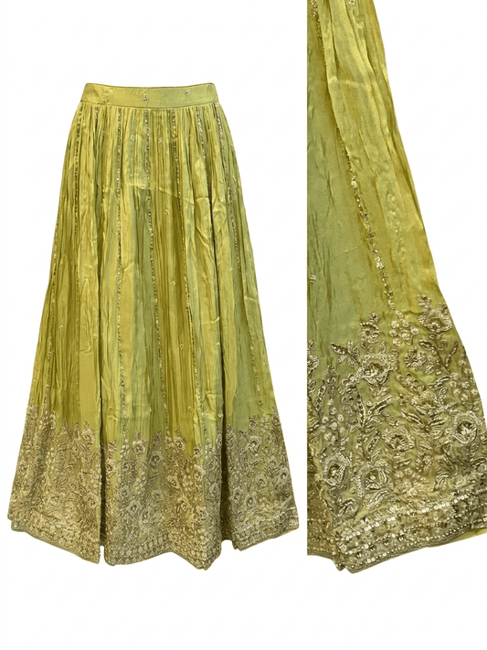 Size UK 10 (36" Bust) Adjustable to Size 12 - Lime Green - Silky Lehenga Set - Mehndi / Sangeet / Bridesmaids / Weddings / Garba - UK Stock - 24h Dispatch - OC42240 05AP26 - Prachy Creations