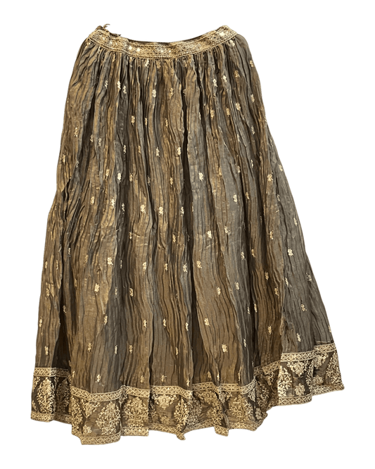 Size UK 12 (38" Bust) Adjustable to Size 14 - Antique Gold - Silky Lehenga Set - Mehndi / Sangeet / Bridesmaids / Weddings / Garba - UK Stock - 24h Dispatch - JF10906 05PA26 - Prachy Creations