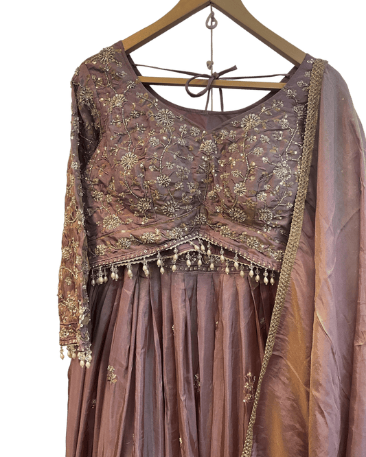 Size UK 14 (40" Bust) Long Sleeves - Pastel Lilac - Silky Lehenga Set - Mehndi / Sangeet / Bridesmaids / Weddings / Garba - UK Stock - 24h Dispatch - KM- VAN416 07JJ26 - Prachy Creations