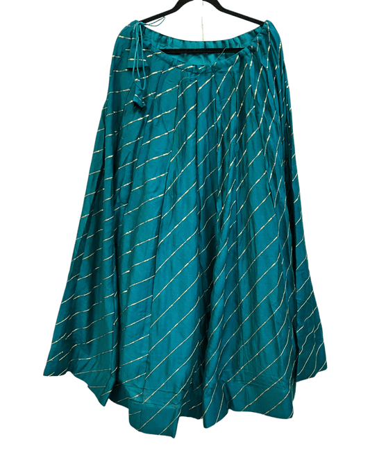 Size UK 16 (42" Bust) Turquoise - Dupion Silk Lehenga Set - Garba / Dandia , Mehndi / Sangeet / Weddings - Adjustable to Size 18 - UK Stock - 24h Dispatch - AF2506 09TY25 - Prachy Creations