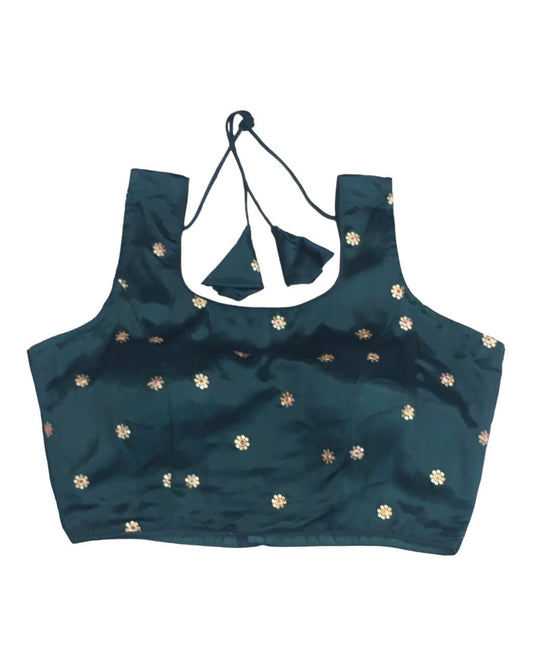 Teal - Silky Saree / Lehenga blouse - With Cups - Margin to loosen - UK Stock - AF2333 H 0623 - Prachy Creations