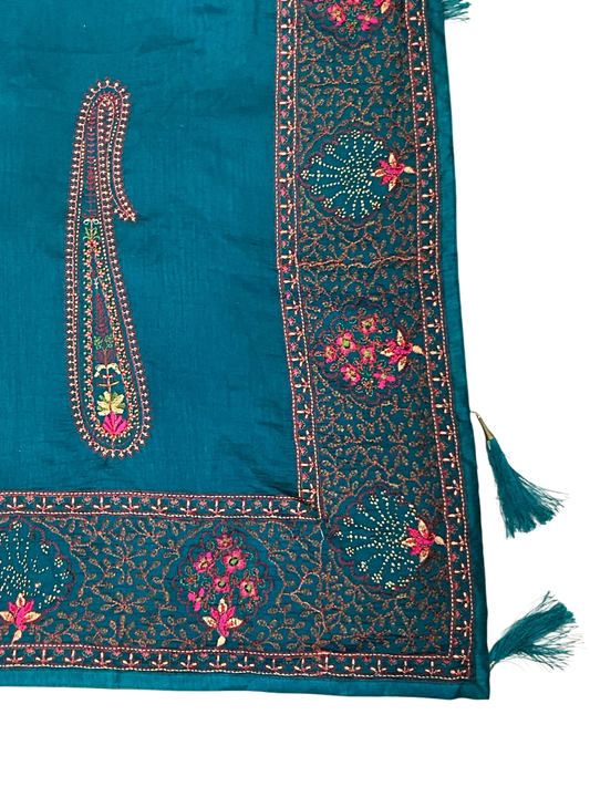 Turquoise Blue - Classic Saree with Thread Work and Blouse Piece - UK stock - 24hr Dispatch - RS2505 VY - Prachy Creations