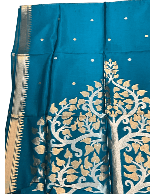 Turquoise Blue - Handloom Saree with Blouse Piece - UK stock - 24hr Dispatch - RT-BT004 07KJ26 - Prachy Creations