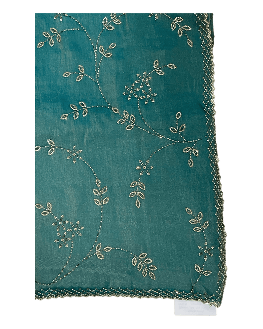 Turquoise - Rich Saree with Allover Embroidery and Blouse Piece - UK stock - 24hr Dispatch - RS2520 JA - Prachy Creations